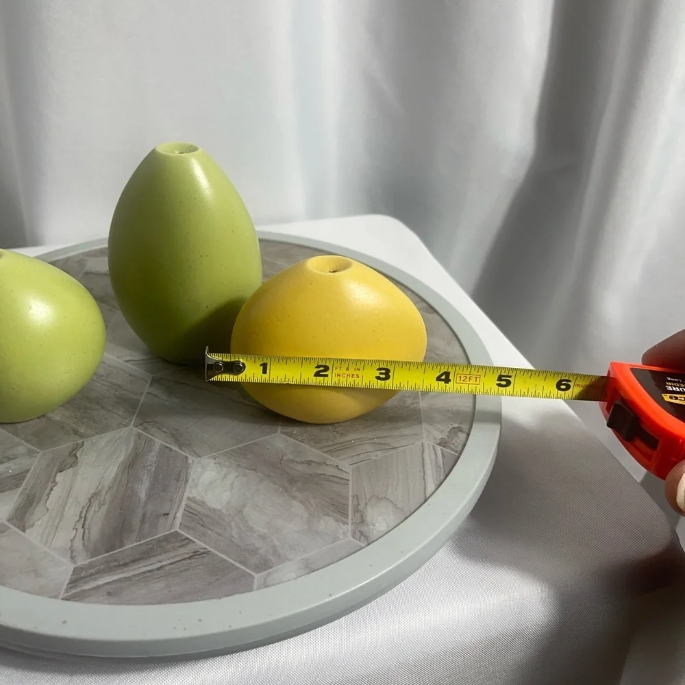 Set of Three Ceramic Salt and Pepper Shakers in Yellow and Green Made in Japan